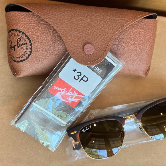 BRAND NEW Ray-Ban polarized Clubmaster Matte Tortoise - Picture 4 of 6